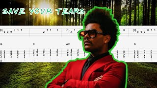 THE WEEKND - SAVE YOUR TEARS - Easy Guitar Tutorial (TAB + CHORD)