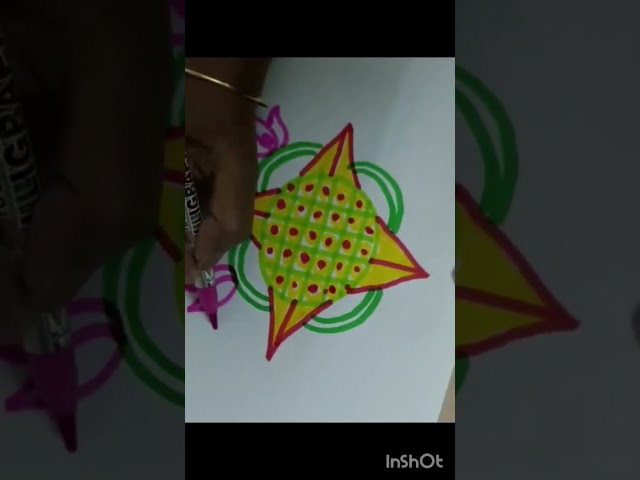 EASY 👍 Kolam Designs #shorts#apartmentkolam#viralvideo#lotusmuggulu#lotuskolam#lotusrangoli#5x3#1m class=