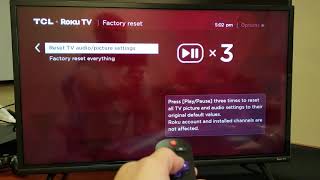 I show you how to factory reset everything or only the tv audio &
picture settings back original default on tcl roku smart led tv.
hope...