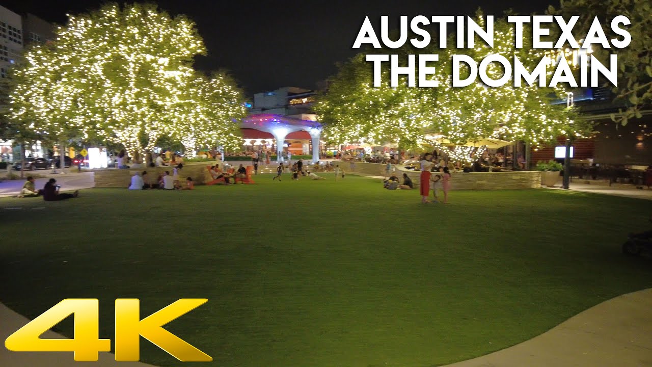 Austin Texas The Domain At Night 4k UHD Walking Video 