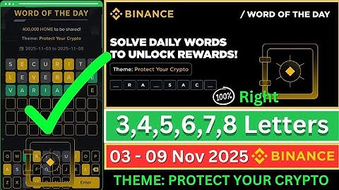 Theme Protect Your Crypto | Binance Crypto WODL Answers Today | All Letters WOTD