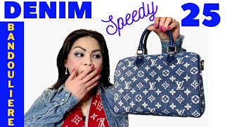 Louis Vuitton Monogram Jacquard Denim Bleu Speedy Bandouliere 25