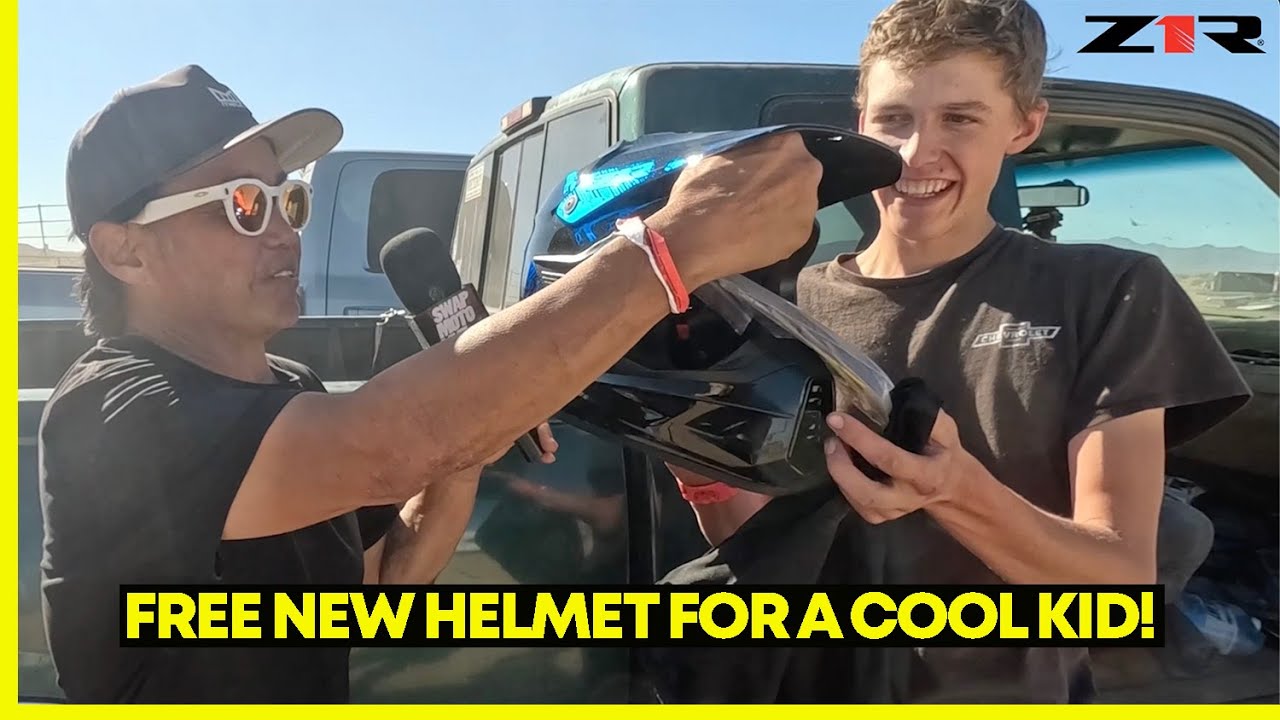 Hard-Working Kid Gets a FREE HELMET! - YouTube
