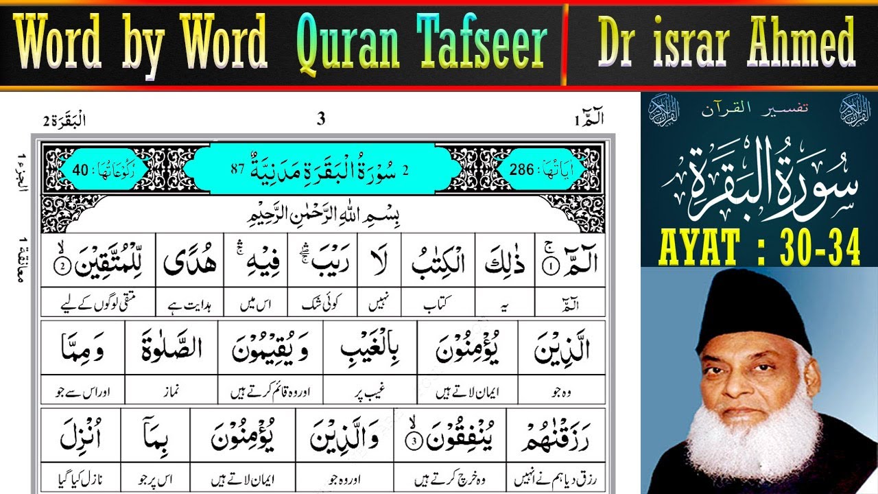  EP 3 | Surah Al-Baqarah Ayat 30–34 Tafsir | Dr Israr Ahmed Quran Tafseer in Urdu