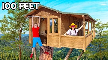 24 HOURS in the GIANT Tree House!