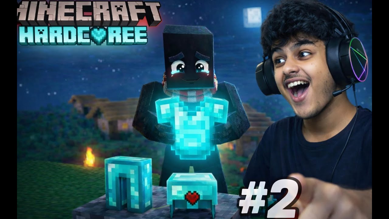 CAN I BUILD DIAMOND ARMOUR ? MINECRAFT HARDCORE DAY 2 - YouTube