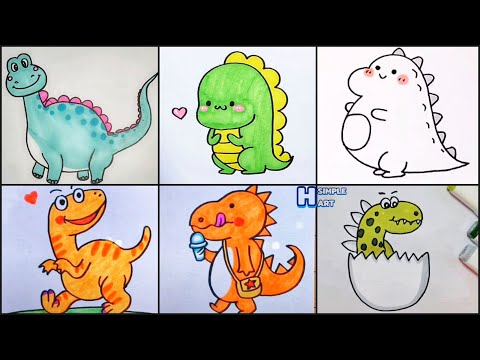 Vẽ Khủng Long cute đáng yêu - How To Draw Cute Dinosaur | Draw Animals #12