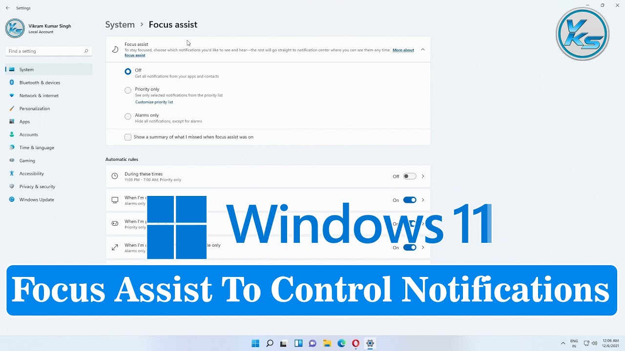 How To Use Focus Assist To Control Notifications in Windows 11 - YouTube