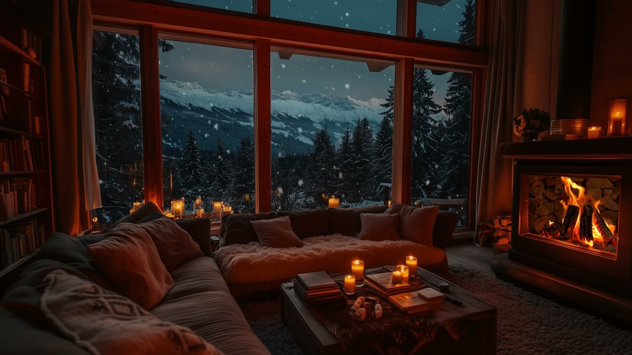 Warm Fireplace Sounds & Soft Piano | Perfect Background for Sleep & Study