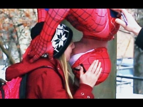 Upside Down Spider-Man Kiss Prank