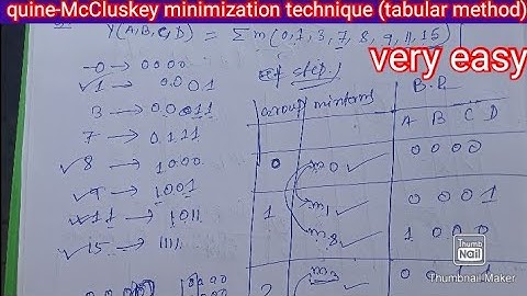 Quine-McCluskey minimization technique( tabular method) in Hindi | Tabular Method in Hindi