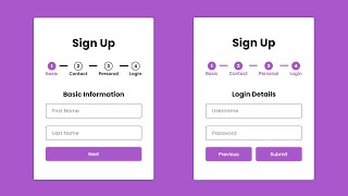 Multi Step Sliding Signup Form with Progress Bar | HTML CSS