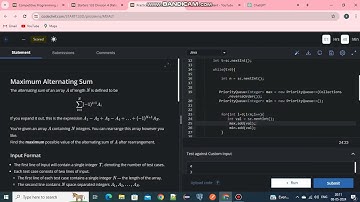 Maximum Alternating Sum | Codechef | Starters 133 | Sol Code In Comment.