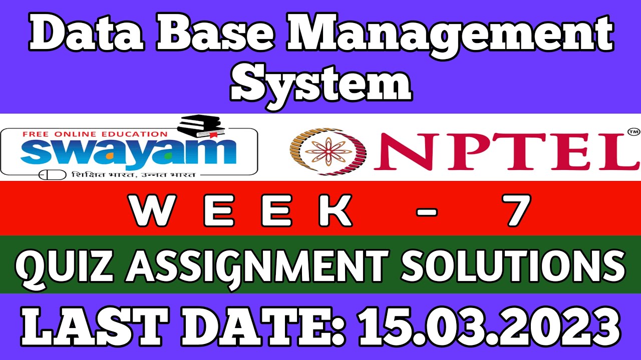 nptel dbms assignment 7 answers 2023