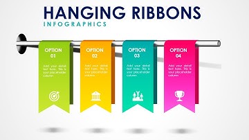 Create 4 Animated Hanging Ribbon Options Infographic Slide Design in PowerPoint | Free Download