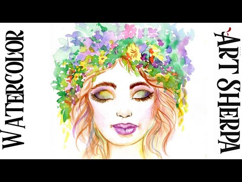 FLORAL FACE Easy How to Paint Watercolor Step by step | The Art Sherpa