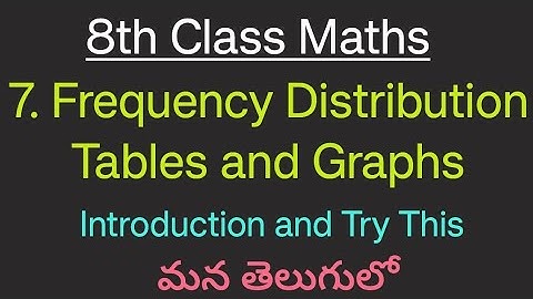 8th Maths// 7. Frequency Distribution Tables and Graphs Introduction and Try This solutions