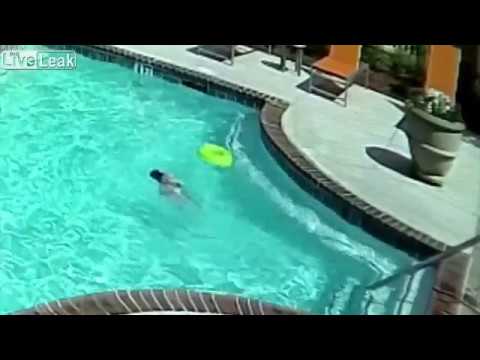 Girl saves sister from drowning in pool