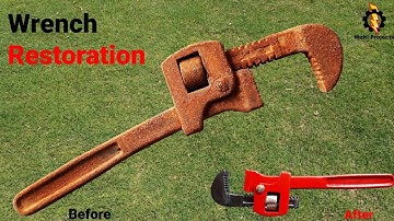 Old Rusty Pipe Wrench Restoration By Electrolysis Method