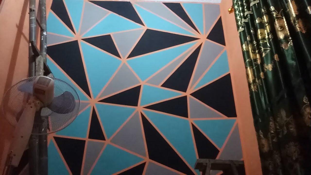 Mengecat Dinding Kamar Dengan Motif Geometri Geometric Painting Youtube