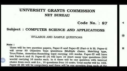 TNSET Exam syllabus for computer science and applications paper 2