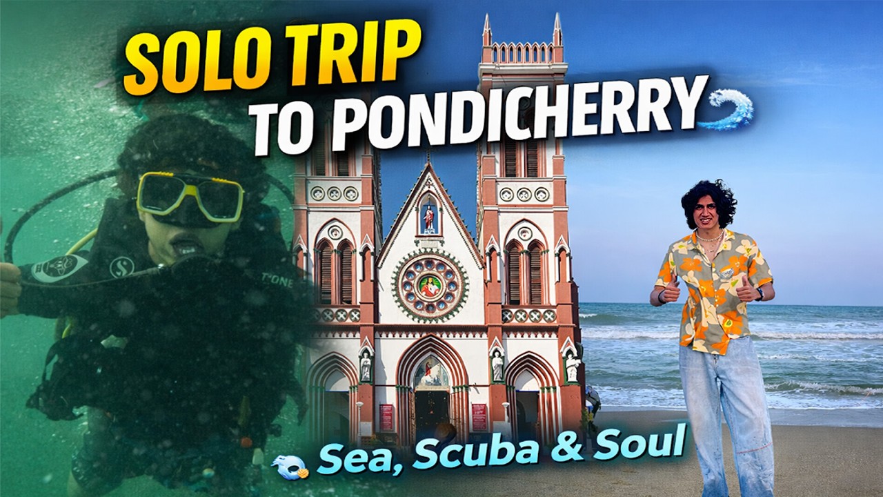 Solo Trip to Pondicherry 🌊 | Sea, Scuba & Soul  | French Colony of India | Rock Beach | Auroville