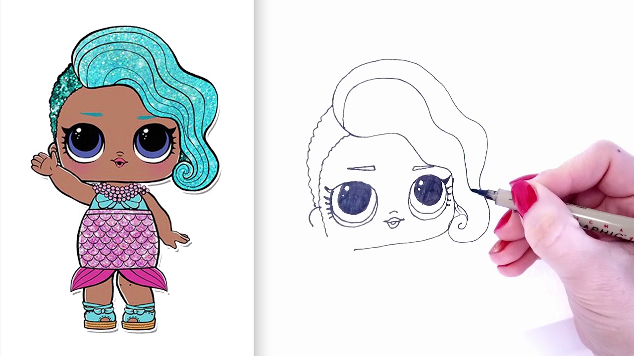 How to Draw Merbaby LOL Doll | LOL Surprise Doll Drawing Easy | Glitter