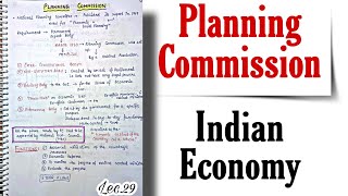 Planning Commission || Indian Economy || Handwritten notes || Lec.29 || An Aspirant !