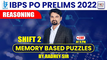 IBPS PO Prelims 2022 | Memory Based Puzzle I Shift 2 | Reasoning | Radhey Ki Reasoning