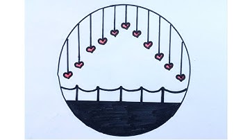 Easy circle scenery drawing/Easy drawing ideas forbeginners/ How to draw pencil sketch drawing