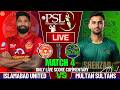 ISLAMABAD UNITED VS MULTAN SULTANS MATCH 4 | LIVE SCORE AND COMMENTARY | PSL 2026 | ISU VS MS
