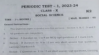Kendriya Vidyalaya Class 10 Social Science PT - 1 Question Paper 2023-2024 | #namasteidea