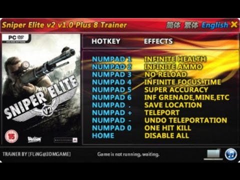 sniper elite 3 cheat codes