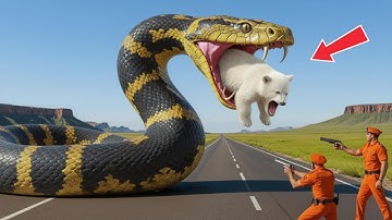 Animal Rescue Police Save a Polar Bear from a Giant Python