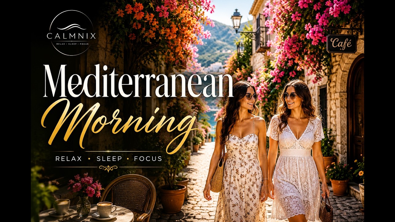 Mediterranean Morning Ambience 🌸 Cozy Coastal Café Vibes