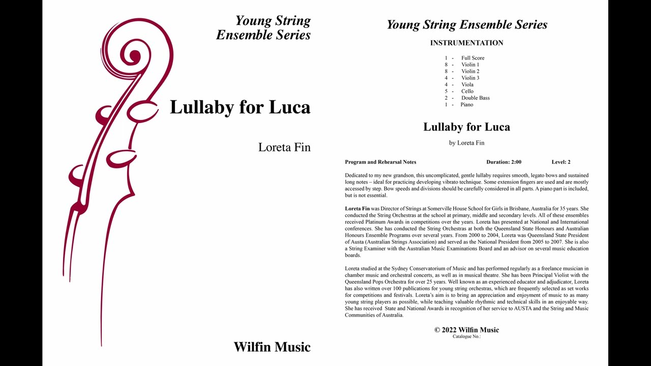 Lullaby for Luca, by Loreta Fin – Score & Sound