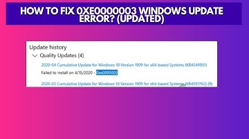 How to fix 0xe0000003 Windows update error Updated