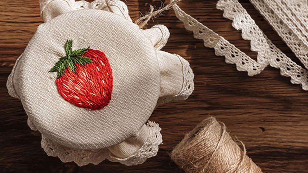 Hand Sewing Lace to an Embroidered Jar Cover Backstitch YouTube