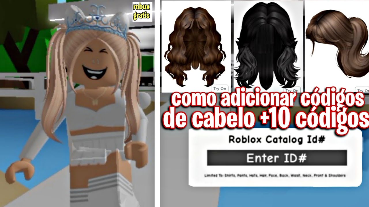 COMO ADICIONAR CÓDIGOS ID DE CABELOS +10 CODIGOS DE ID DE CABELO PARA  BROOKHAVEN 🏡 RP ROBLOX 🤩✨ 