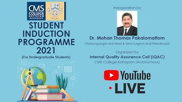 🔴LIVE | STUDENT INDUCTION PROGRAMME 2021 | Undergraduate Students | Dr. Mohan Thomas Pakalamattom