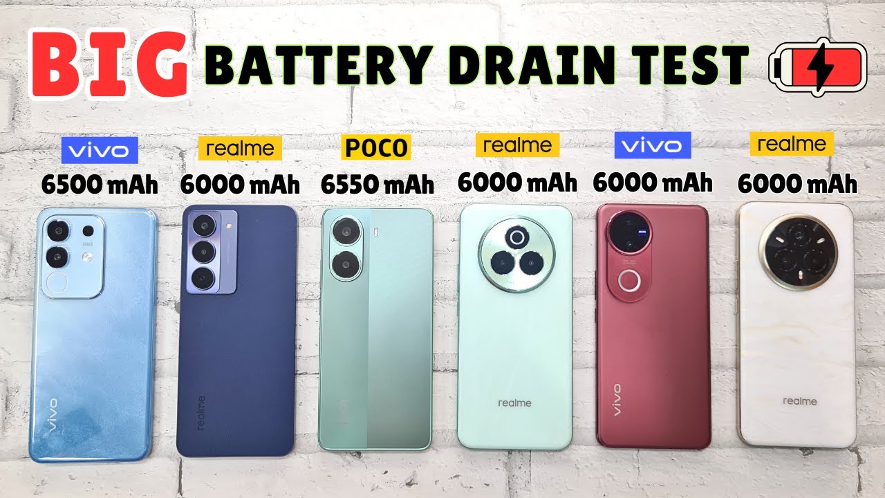 VIVO T4x vs Realme P3x vs Realme P3 Pro vs VIVO V50 vs POCO X7 Pro vs 14 Pro+ | BATTERY DRAIN TEST🪫