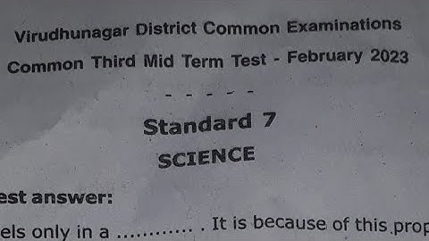 Class 7|Science|Third mid term  exam |Feb 2023|original question paper|virudhunagar district