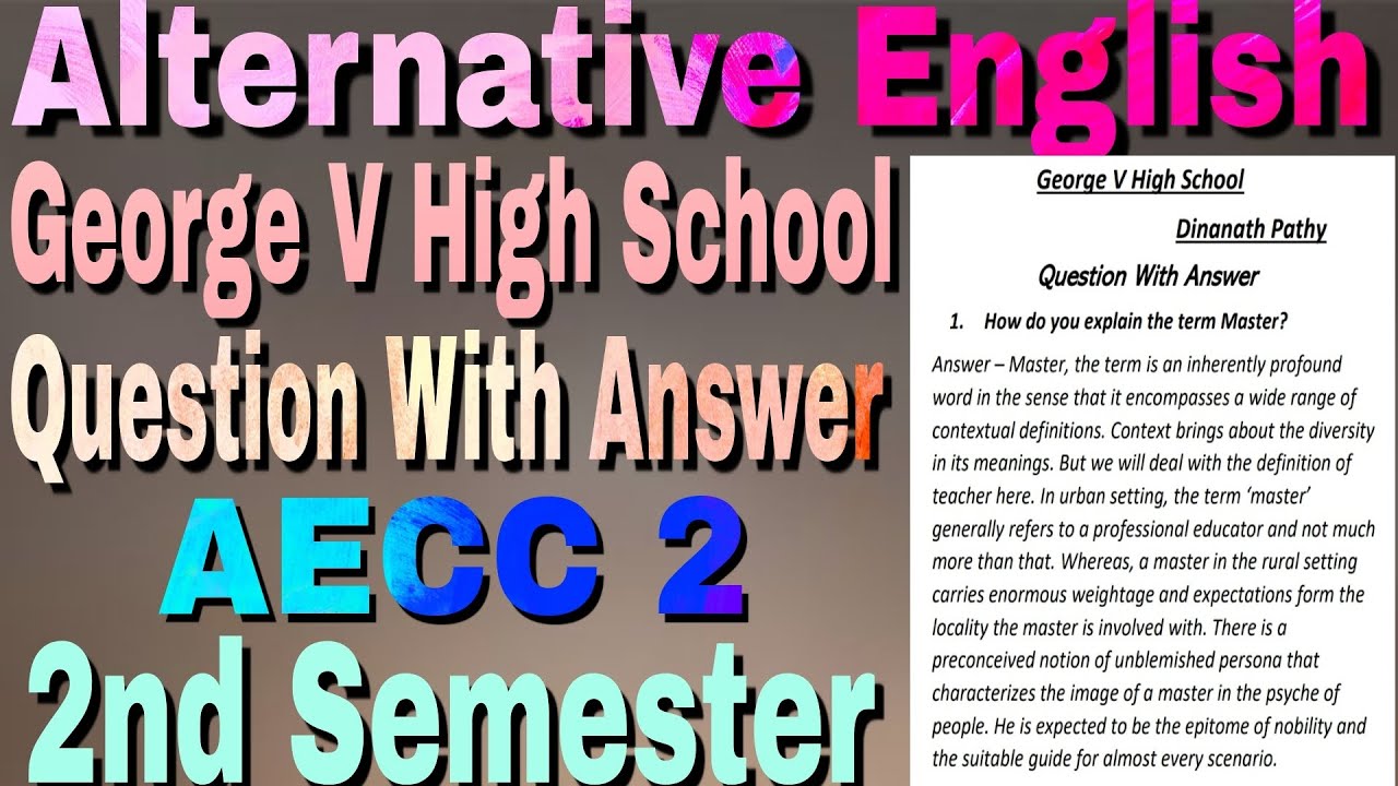 George V High School Question with answer || Alternative English 