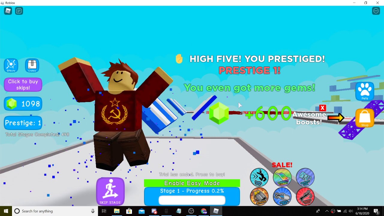Mega Easy Obby Complete 500 Stages Roblox Youtube