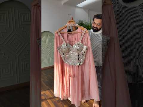 Beautiful  Peach Real mirror work Sharara set for Wedding Function