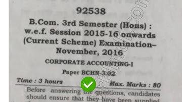 2016 Mdu BCom Hons 3rd Sem Corporate Accounting Question Paper #MduQuestionPaper