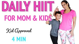 HIIT Workout with your Kids - 4 minute workout that's kid friendly - Mom and kid workout at home
