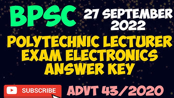 BPSC polytechnic lecturer electronics exam answer key/advt 43/2020/polytechnic question paper ECE