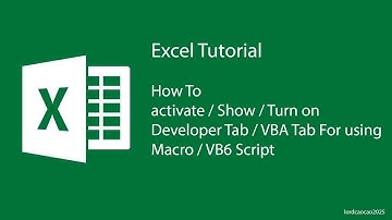 How to activate / Show / Turn on Developer Tab / VBA Tab in Microsoft Excel