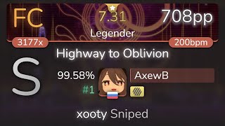 AxewB | DragonForce - Highway to Oblivion [Legender] +HD 99.58% {#1 708pp FC} - osu!